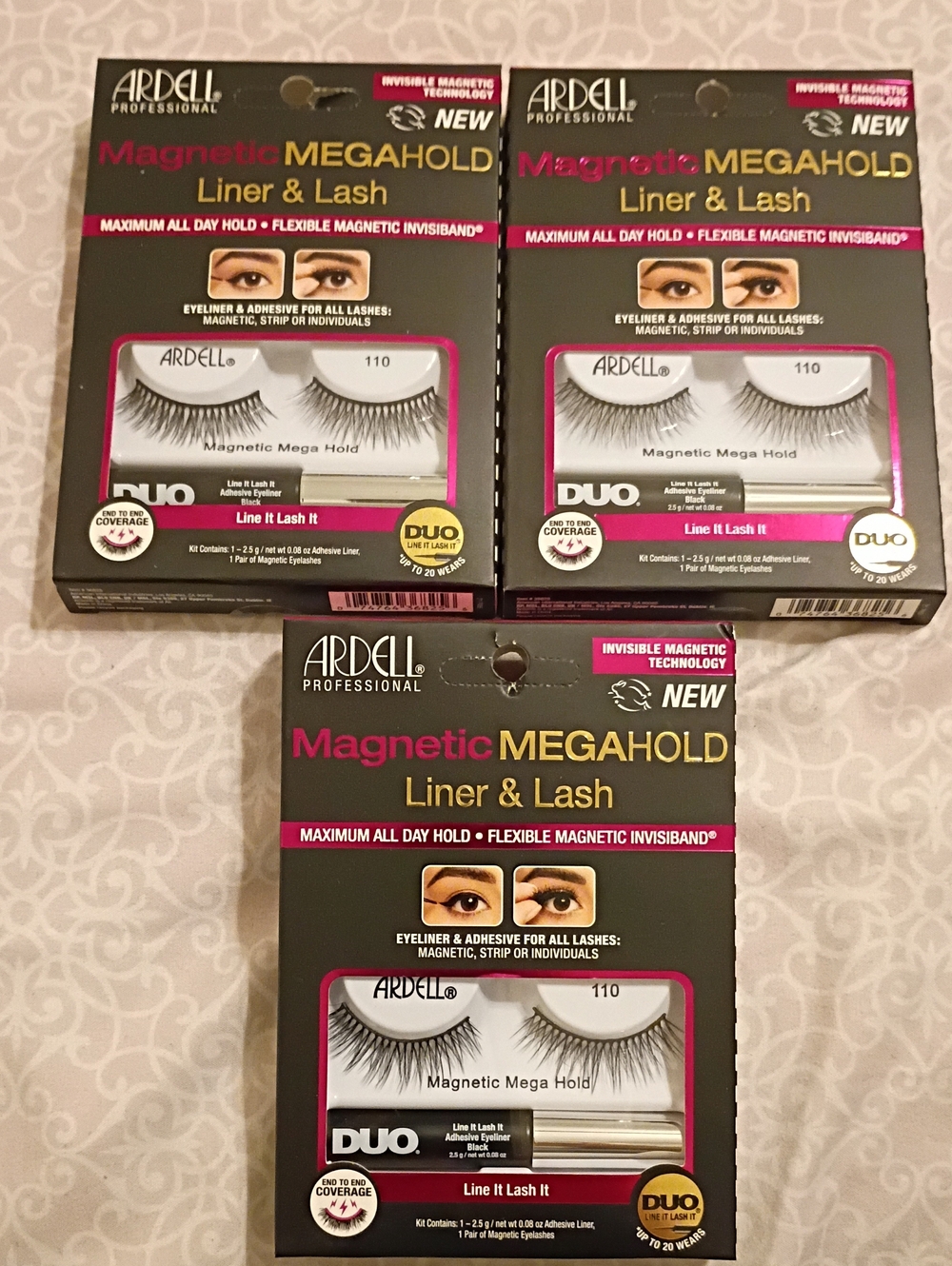 Ardell Magnetic MegaHold Liner & Lash Set #110 3pack Bundle